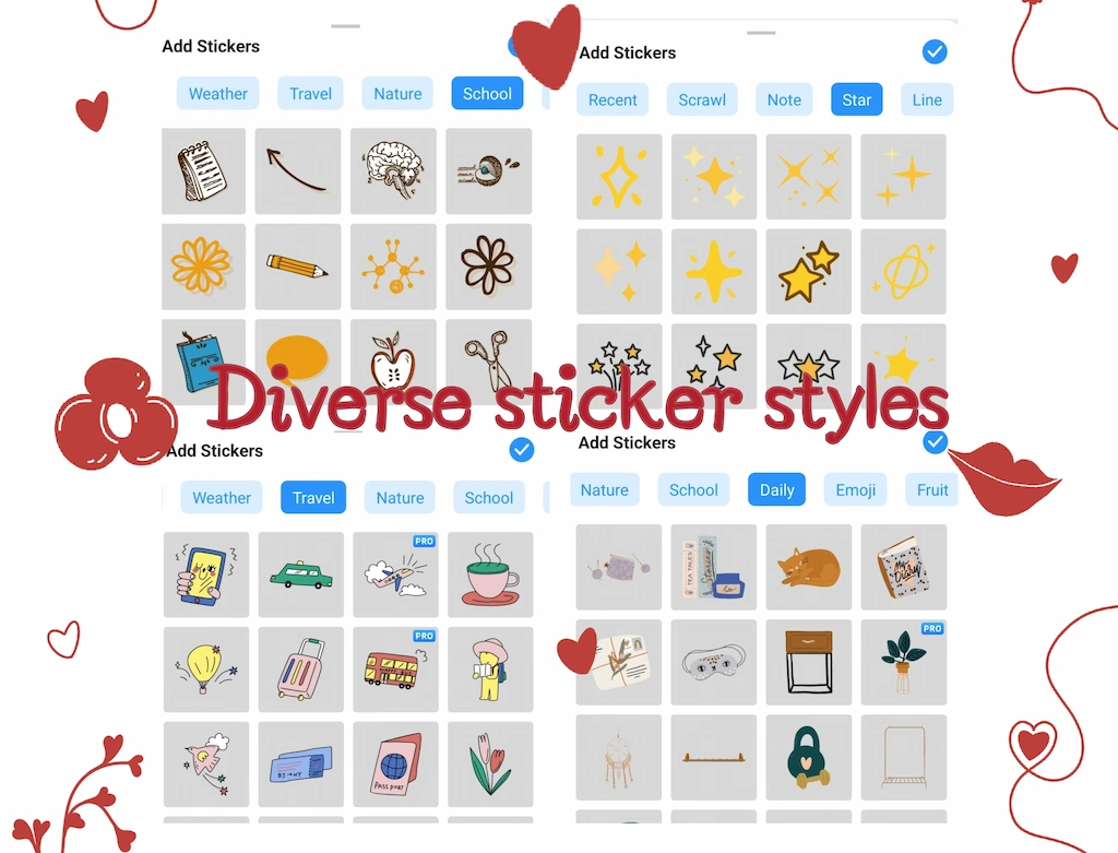A variety of sticker styles