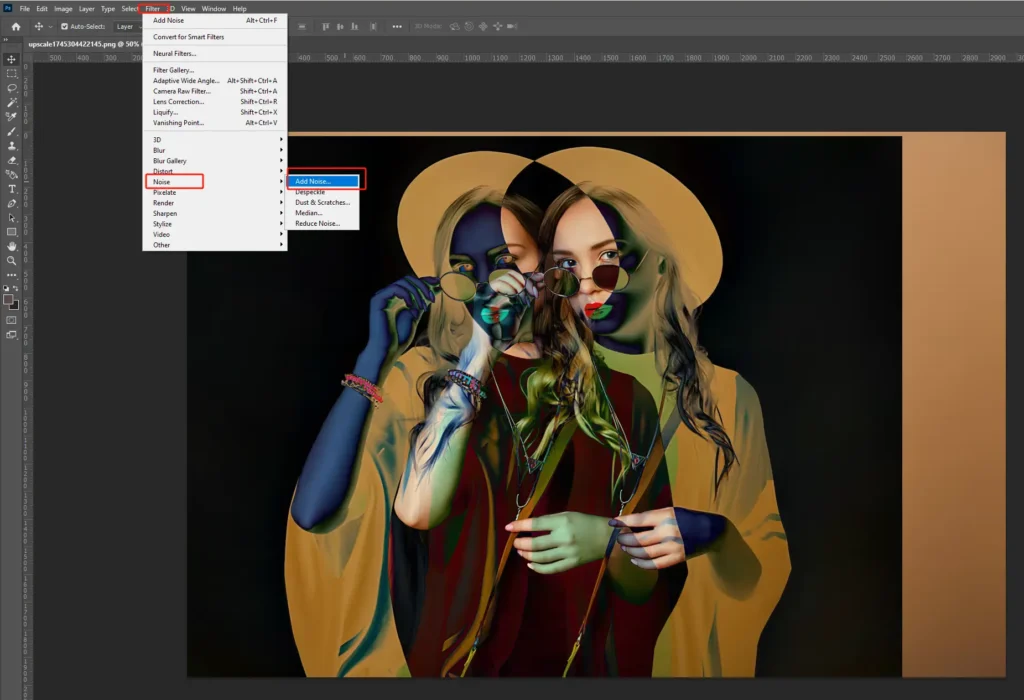 Add noise to the image with photoshop