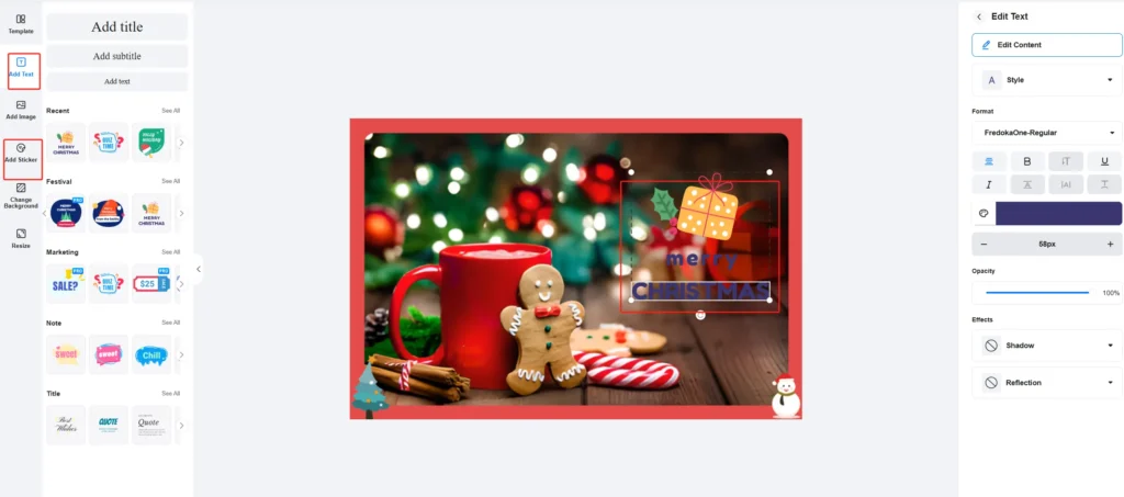 Add text and stickers to your framed images