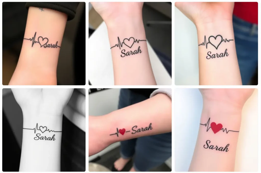 Heart beats for you tattoo with name ai generator