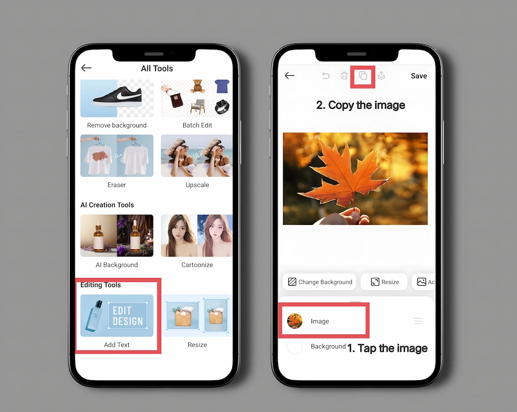Add texts or stickers to image
