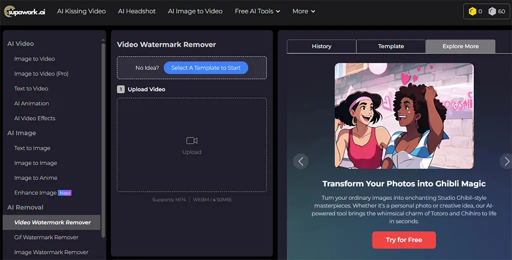 Supawork.ai –Online Video Watermark Remover (No Sign-Up Needed)