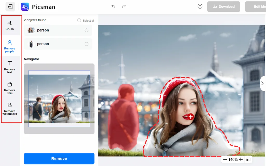 Remove people from images with Picsman magic eraser