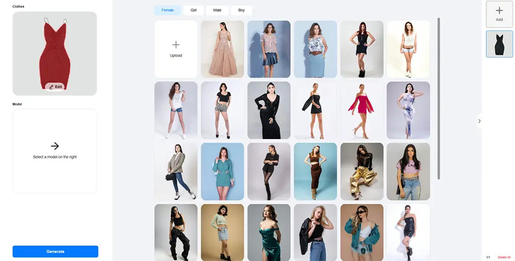 Upload a clothes image.