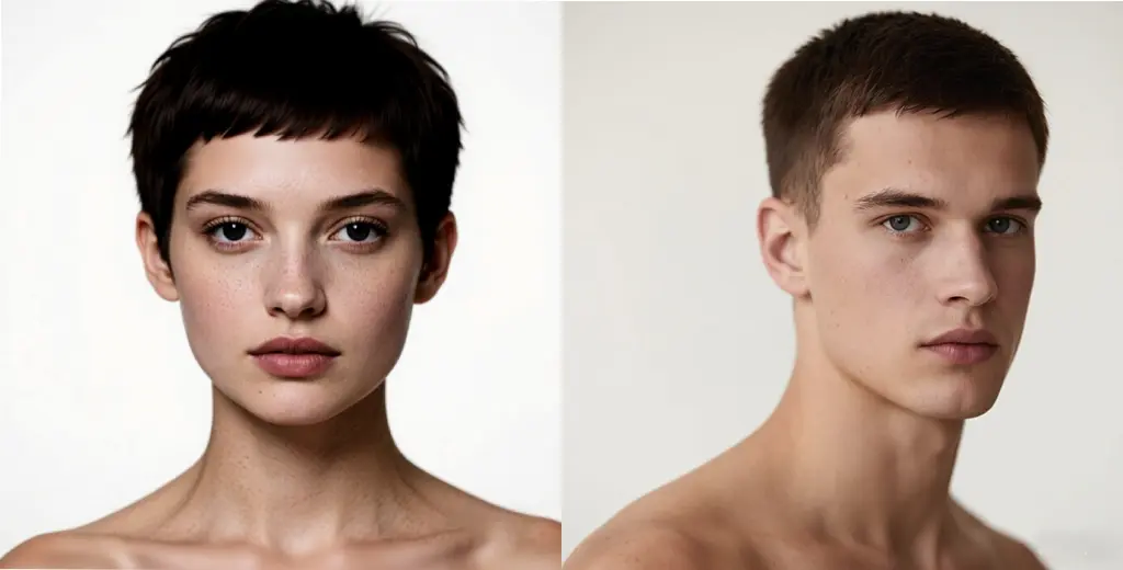 Pixie cut filter and buzz cut filter effects.