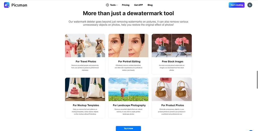More features of Picsman AI Watermark Remover