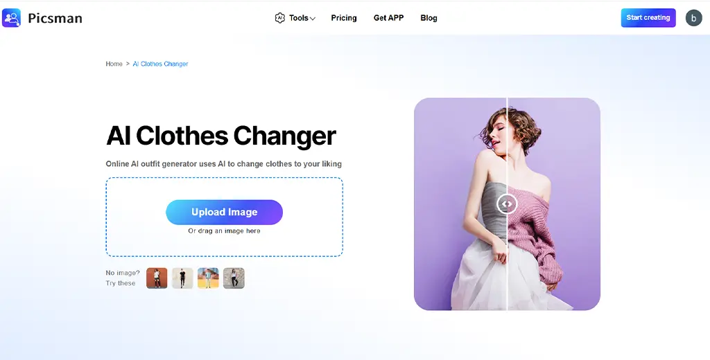 Click to Picsman's AI Clothes Swapper.