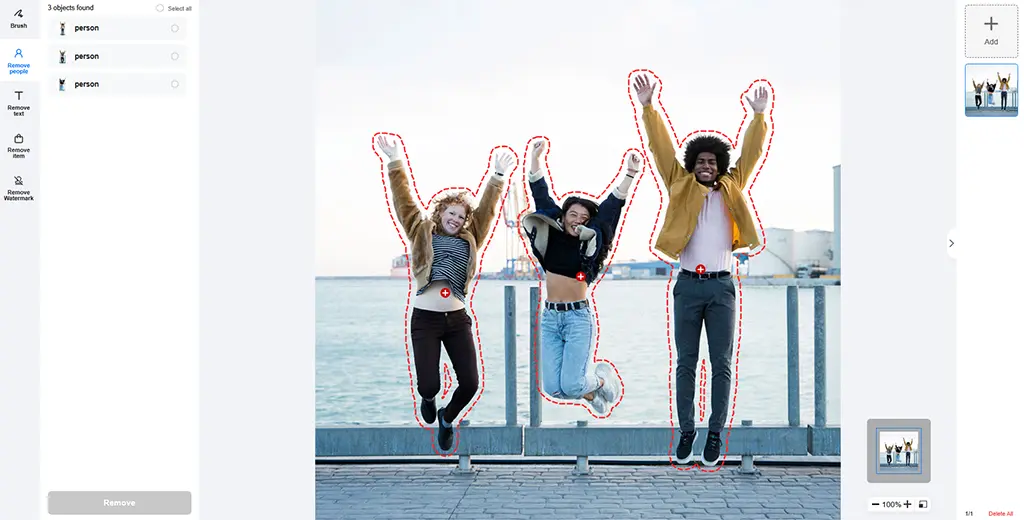Upload the photo, and AI will detect the people.