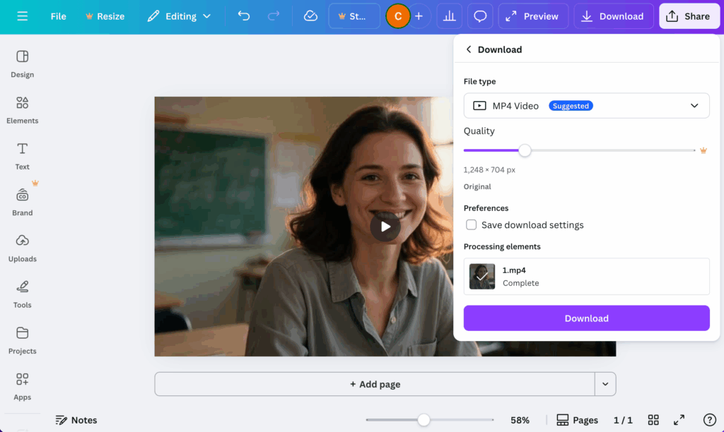 Canva user Interface